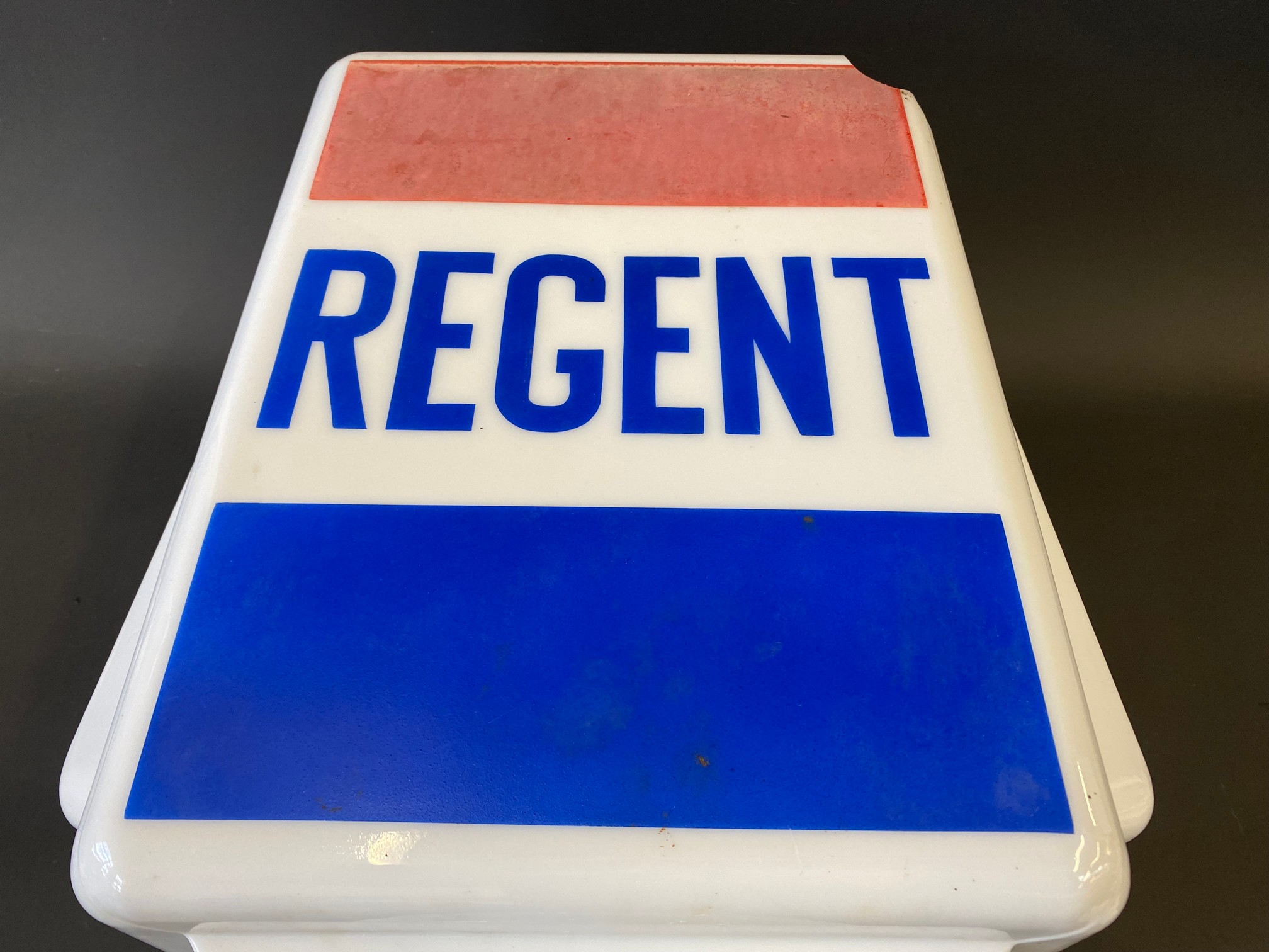 A Regent glass petrol pump globe by Webb's Crystal Glass Co., damaged. - Image 5 of 7