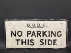 A B.U.D.C. (Bromsgrove Urban District Council) No Parking This Side aluminium sign, by the Royal