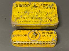 An early Dunlop repair outfit for Motor Cycle Tyres and a small repair outfit for cycle tyres,