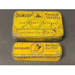 An early Dunlop repair outfit for Motor Cycle Tyres and a small repair outfit for cycle tyres,