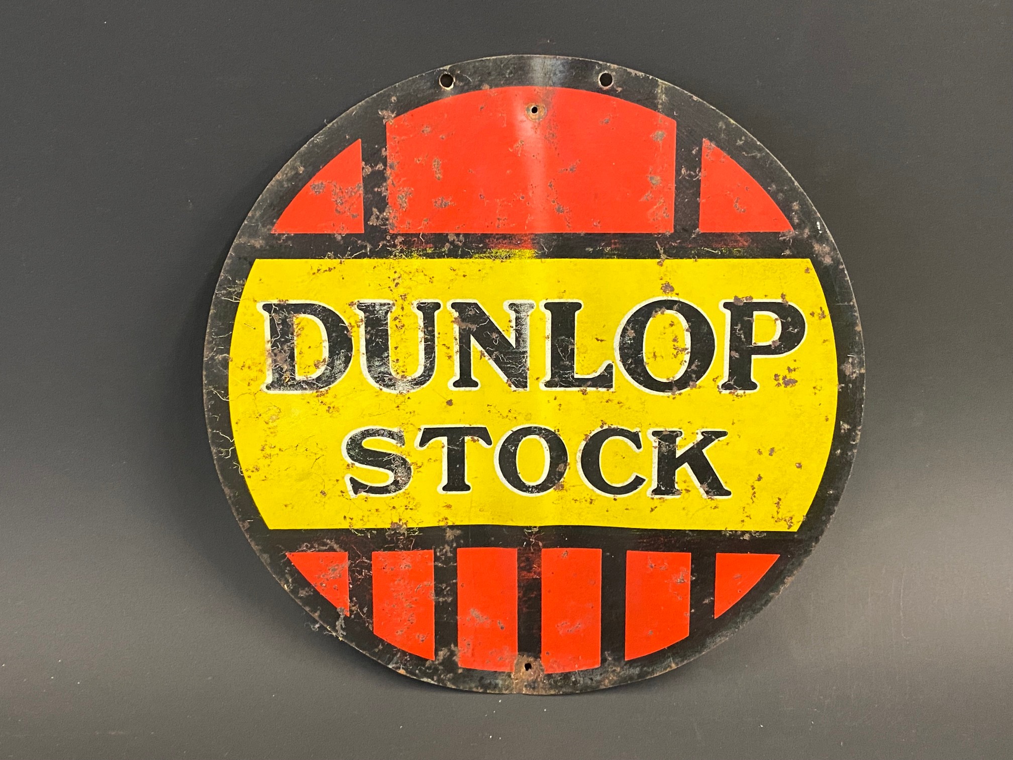 A small Dunlop double sided tin advertising sign, possibly for a table top revolving sign, 7" - Image 2 of 2