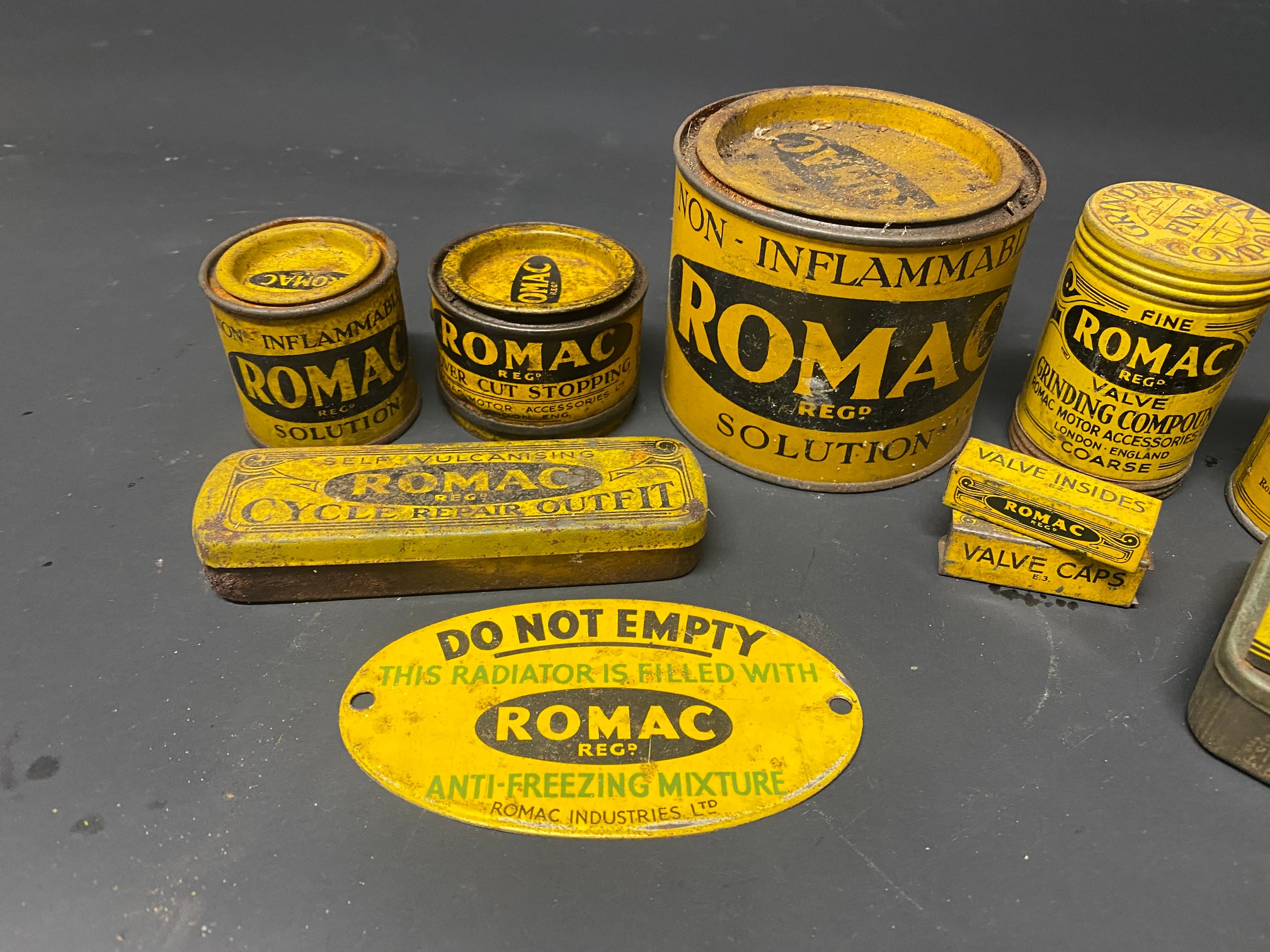 A selection of Romac tins including a Cycle Repair Outfit, jointing cement etc. - Image 3 of 3