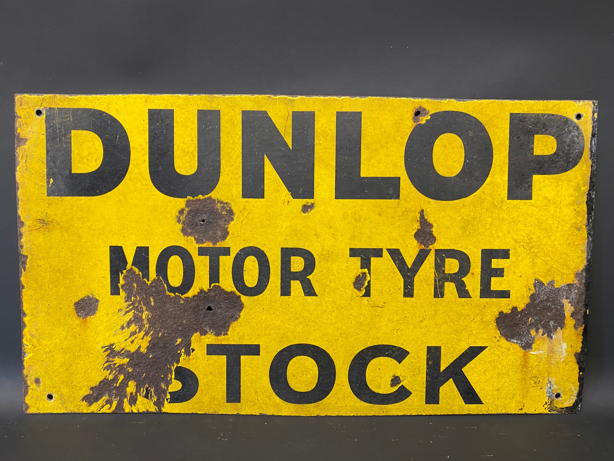 An early Dunlop Motor Tyre Stock rectangular double sided enamel sign, lacking hanging flange and - Image 3 of 4