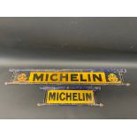 Two Michelin tyre rack double sided signs, the largest 34 x 5".