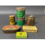 A small selection of tins to include early grinding compound tins, Ivy Petroleum Jelly etc.