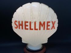 A Shellmex glass petrol pump globe by Hailware, fully stamped and dated underneath, March 1974,