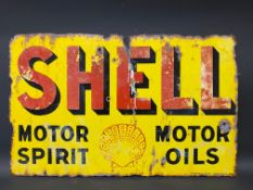 A Shell Motor Spirit and Motor Oils rectangular double sided enamel sign by Protector, lacking