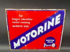 A Price's Motorine Motor Oils rectangular enamel sign with good gloss by Bruton of Palmers Green, 25