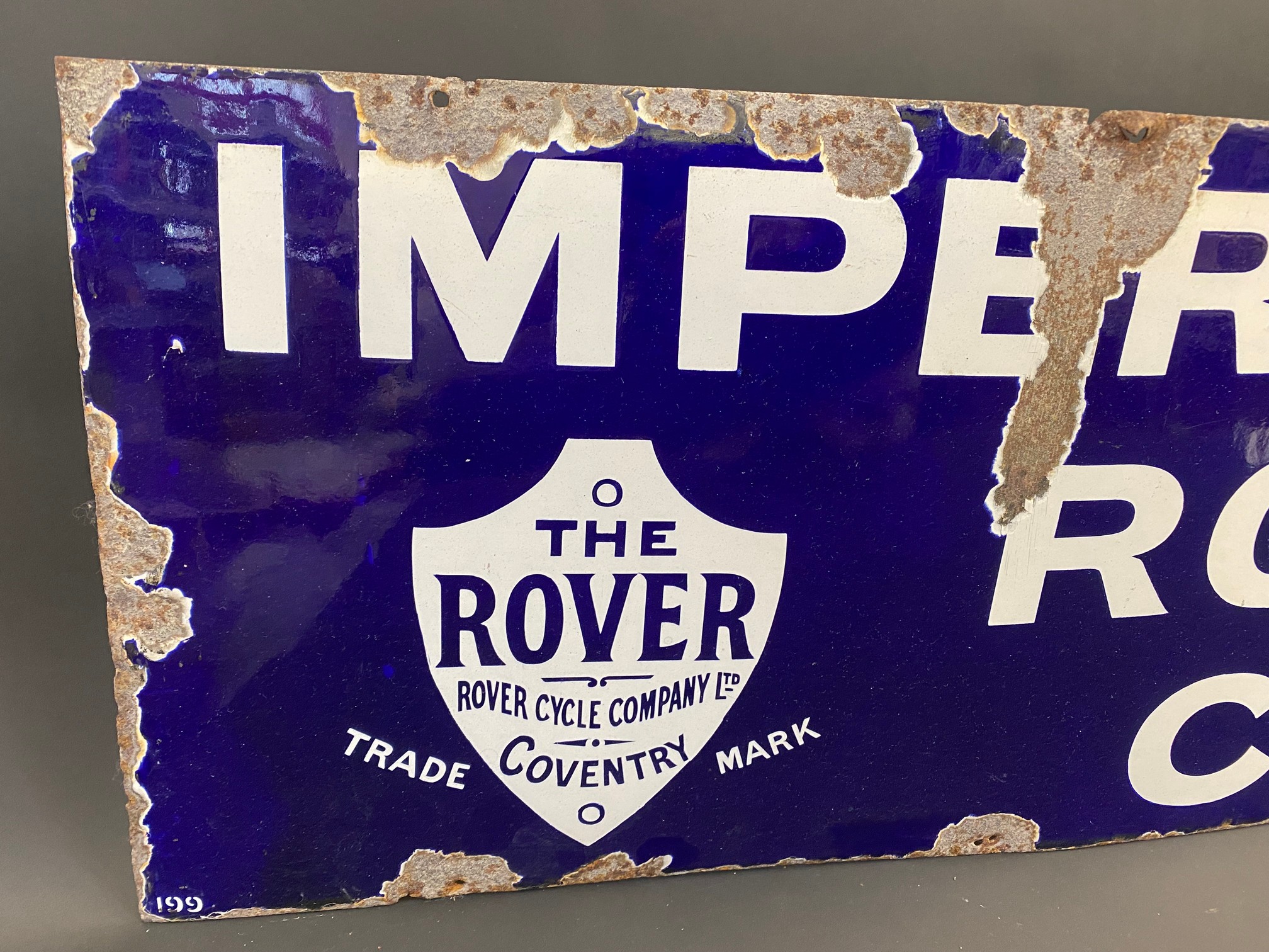 An Imperial Rover Cycles rectangular enamel sign, by Patent Enamel, dated January 1899, excellent - Image 2 of 5