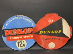 A Dunlop Tourist Sprite circular cardboard advertising sign, 24" diameter and one other, 25 1/2"