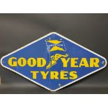 A large Goodyear Tyres lozenge shaped enamel sign, 48 x 26 1/2".