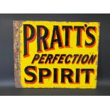 A Pratt's Perfection Spirit double sided enamel sign with flattened hanging flange, by Bruton of