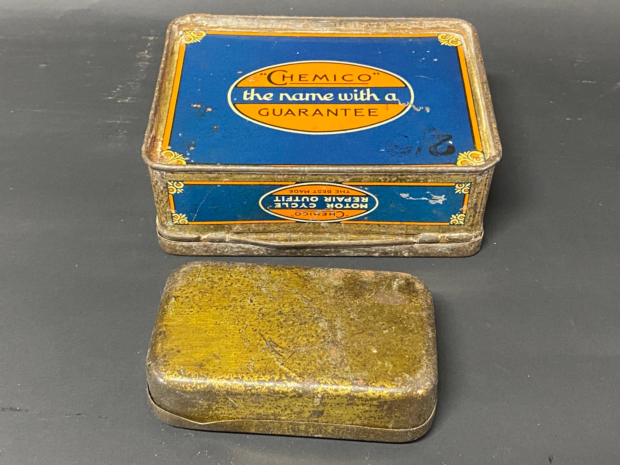 A Chemico Motor Cycle Repair Outfit tin plus a smaller tin for MM Motor Cycle Patches. - Image 2 of 3