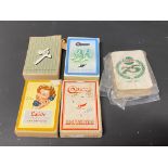 Five packs of playing cards includng Oldham and Exide.