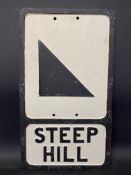 A reproduction aluminium road sign for Steep Hill, made by Branco, 12 x 21".