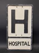 A REPRODUCTION cast aluminium road sign for Hospital, by Needham of Stockport, 12 x 21".