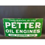 A Petter Oil Engines and Electric Sets, rectangular enamel sign with excellent gloss, 36 x 18".