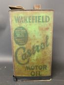 An early Wakefield Castrol Motor Oil gallon can.