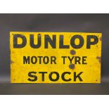 An early Dunlop Motor Tyre Stock rectangular double sided enamel sign, lacking hanging flange and