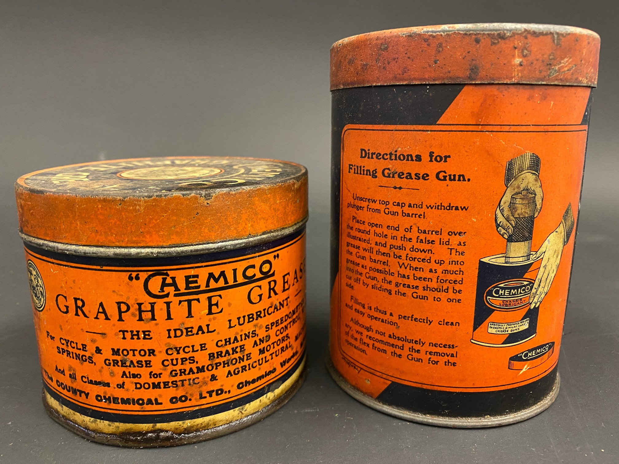 A Chemico Graphite Grease tin and a Chemico Chassis Lubricant tin. - Image 2 of 3