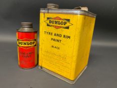 A rare Dunlop Tyre and Rim Paint square 7lb size tin and a pint tin.