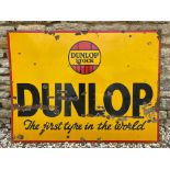 A Dunlop 'The first tyre in the world' rectangular enamel sign by Jordan of Bilston, 48 x 36".