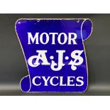 A rare AJS Motor Cycles double sided enamel sign with excellent gloss, 18 x 20".