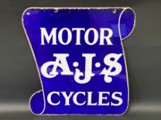 A rare AJS Motor Cycles double sided enamel sign with excellent gloss, 18 x 20