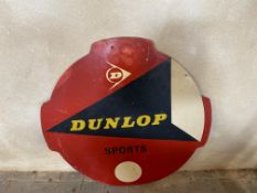 A Dunlop Sports hardboard advertising sign, 25 3/4" diameter.