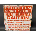 A Petroleum Spirit Store Caution enamel sign, by Bruton of Palmers Green, 24 x 24".