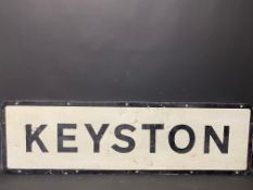 A rectangular village sign for Keyston, 48 1/2 x 14".