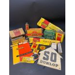 A quantity of Dunlop related packaging, tins etc.