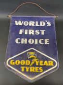 A Goodyear Tyres 'World's First Choice' hanging felt banner, 19 x 22".