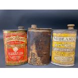Two Searchlight Cycle and Carriage Lamps oval cans and a third for Midland Lubricating Oil.