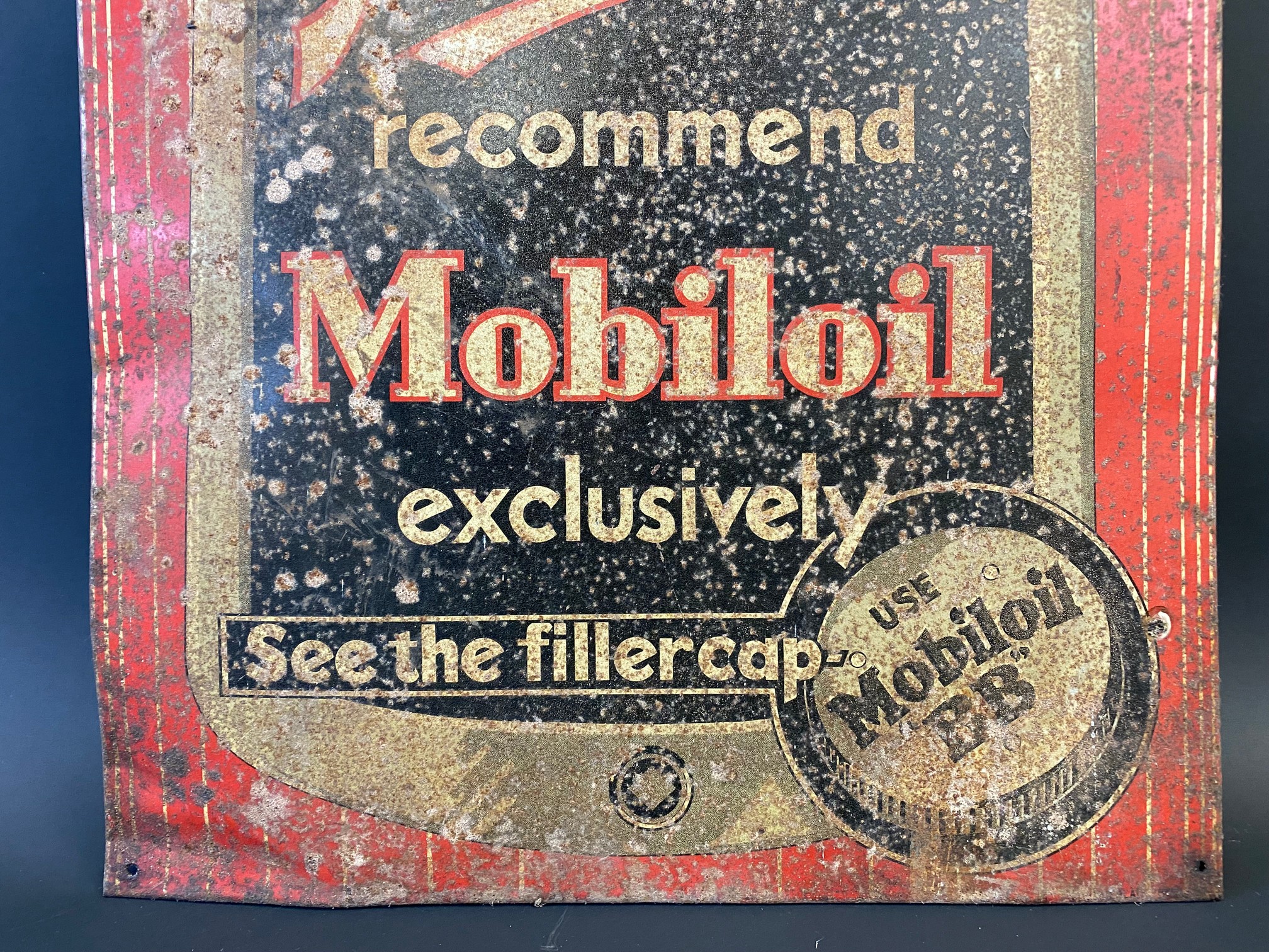 An 'Austin recommend Mobiloil' rectangular tin advertising sign, with radiator image filling the - Image 4 of 5