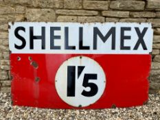 A large Shellmex rectangular enamel sign with central enamel price sign, 60 x 36".