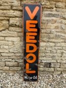 A Veedol Motor Oil narrow enamel sign, 11 1/2 x 55".