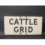An aluminium road warning sign for Cattle Grid, 27 1/2 x 14".