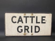 An aluminium road warning sign for Cattle Grid, 27 1/2 x 14