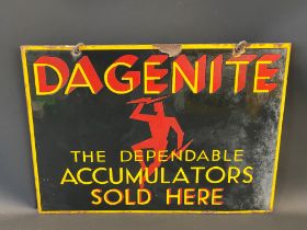A Dagenite Dependable Accumulators rectangular double sided enamel sign, 20 x 15".