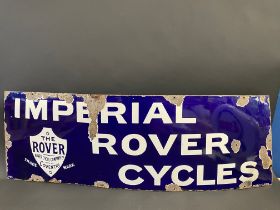 An Imperial Rover Cycles rectangular enamel sign, by Patent Enamel, dated January 1899, excellent