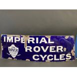 An Imperial Rover Cycles rectangular enamel sign, by Patent Enamel, dated January 1899, excellent