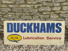 A Duckhams 20-50 Lubrication Service rectangular aluminium advertising sign, 60 x 24".