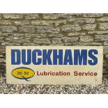 A Duckhams 20-50 Lubrication Service rectangular aluminium advertising sign, 60 x 24".