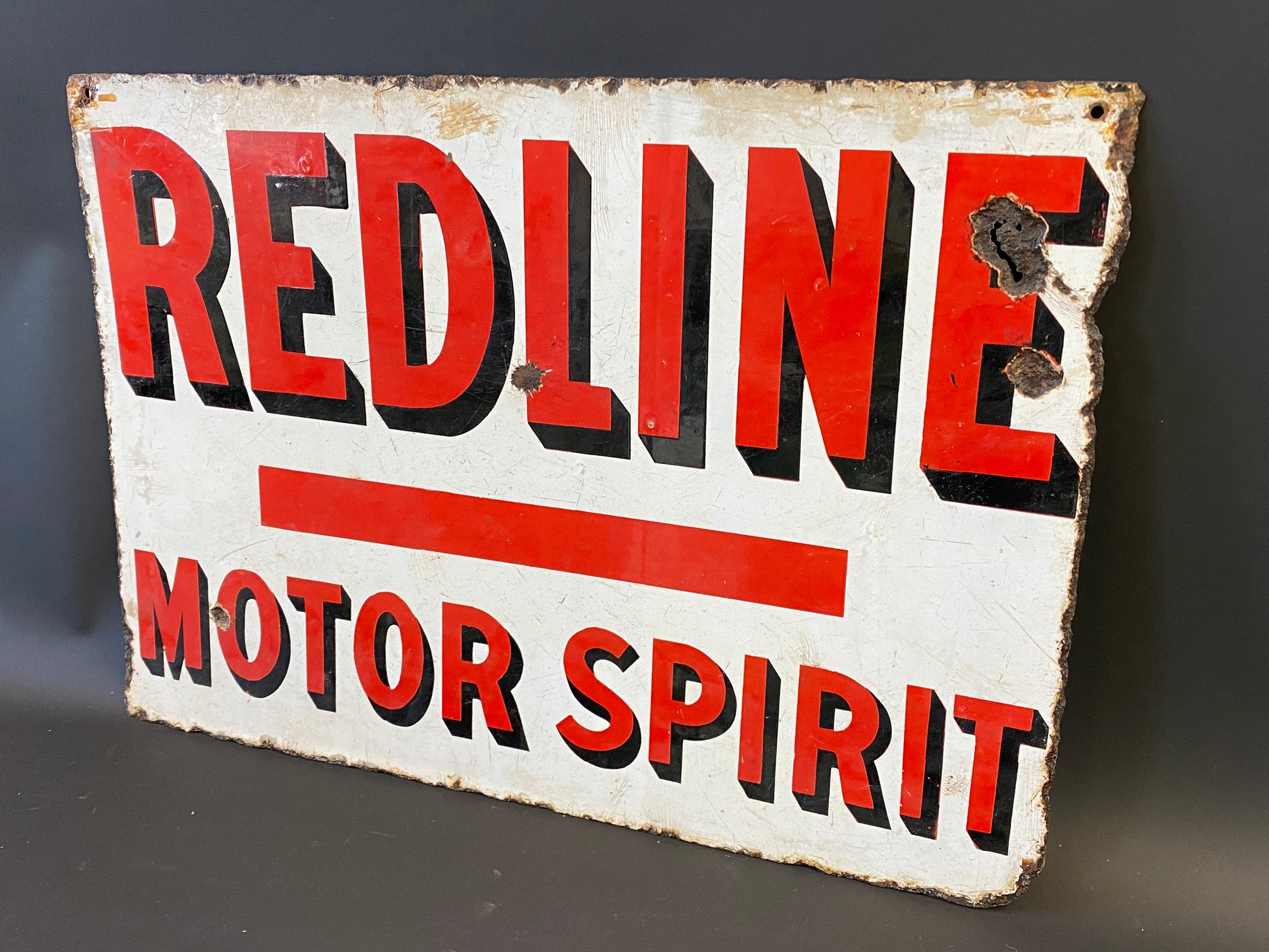 A Redline Motor Spirit rectangular double sided enamel sign by Protector of Eccles, dated 1922, 19 - Image 6 of 6
