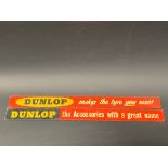 Two Dunlop advertising shelf strips.