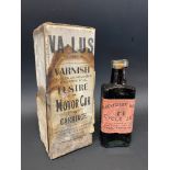 A box of VA-LUS varnish lustre for motor cars and carriages, a company established in 1910, plus a