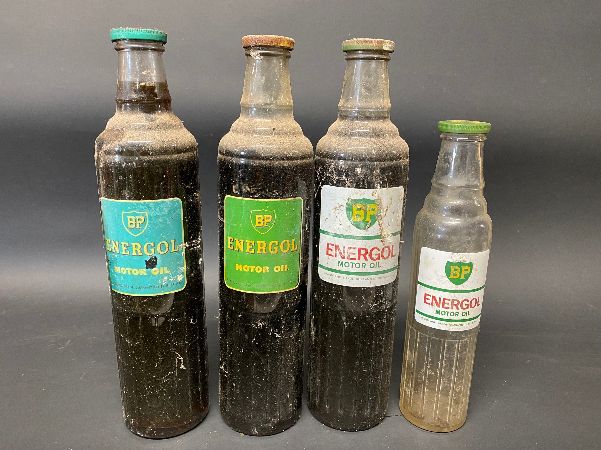 Three BP Energol quart oil bottles and a pint version. - Image 2 of 2