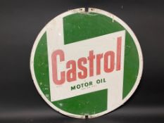A Castrol Motor Oil circular double sided tin spinning sign, 24" diameter.