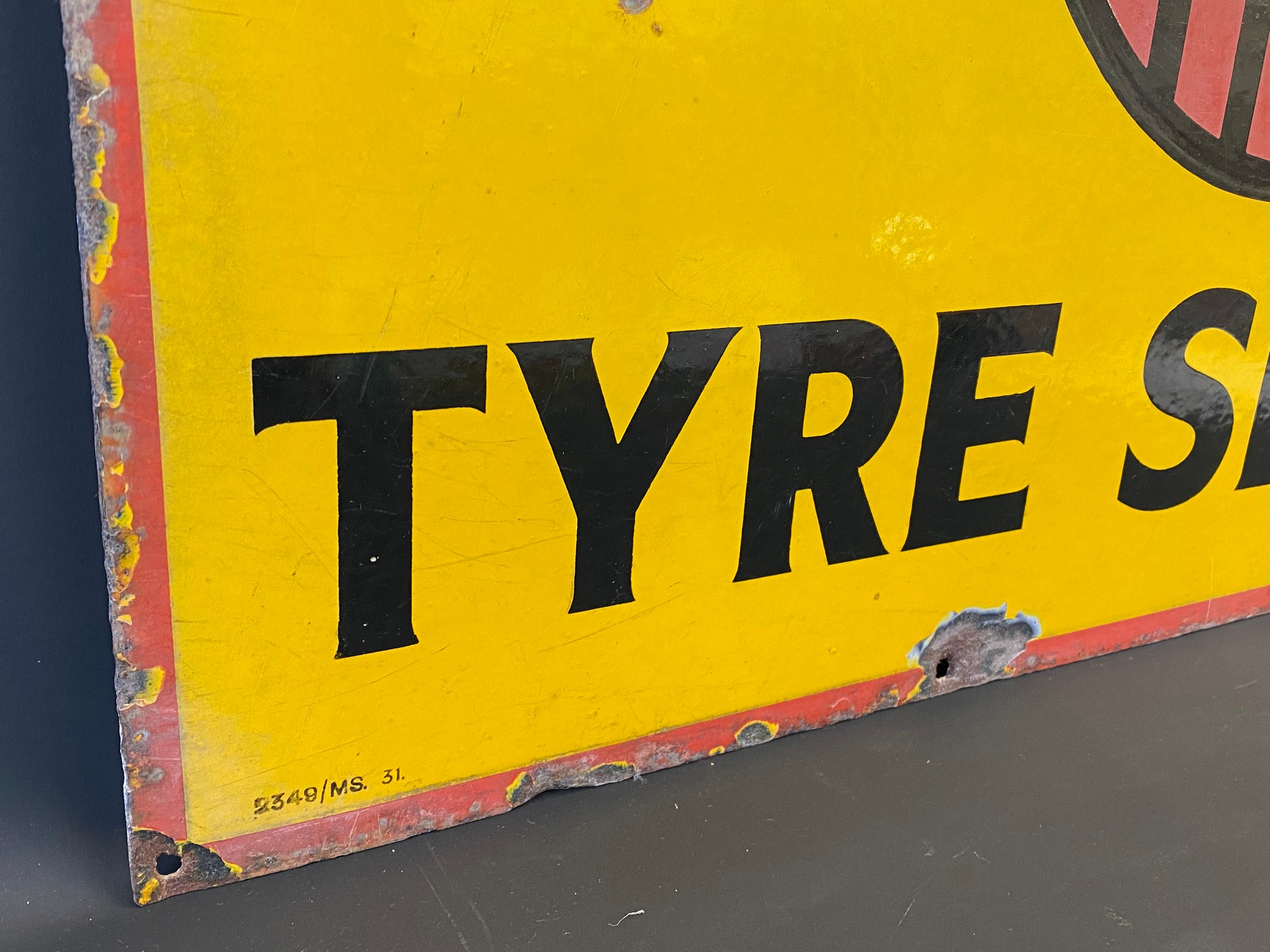 A Dunlop Stock Tyre Service rectangular enamel sign, 30 x 20". - Image 2 of 5